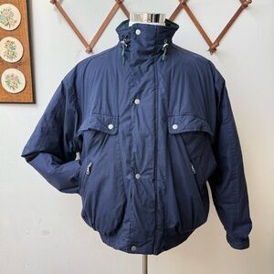 Vintage 90s Down Insulated Puffer Coat Navy Blue Jacket